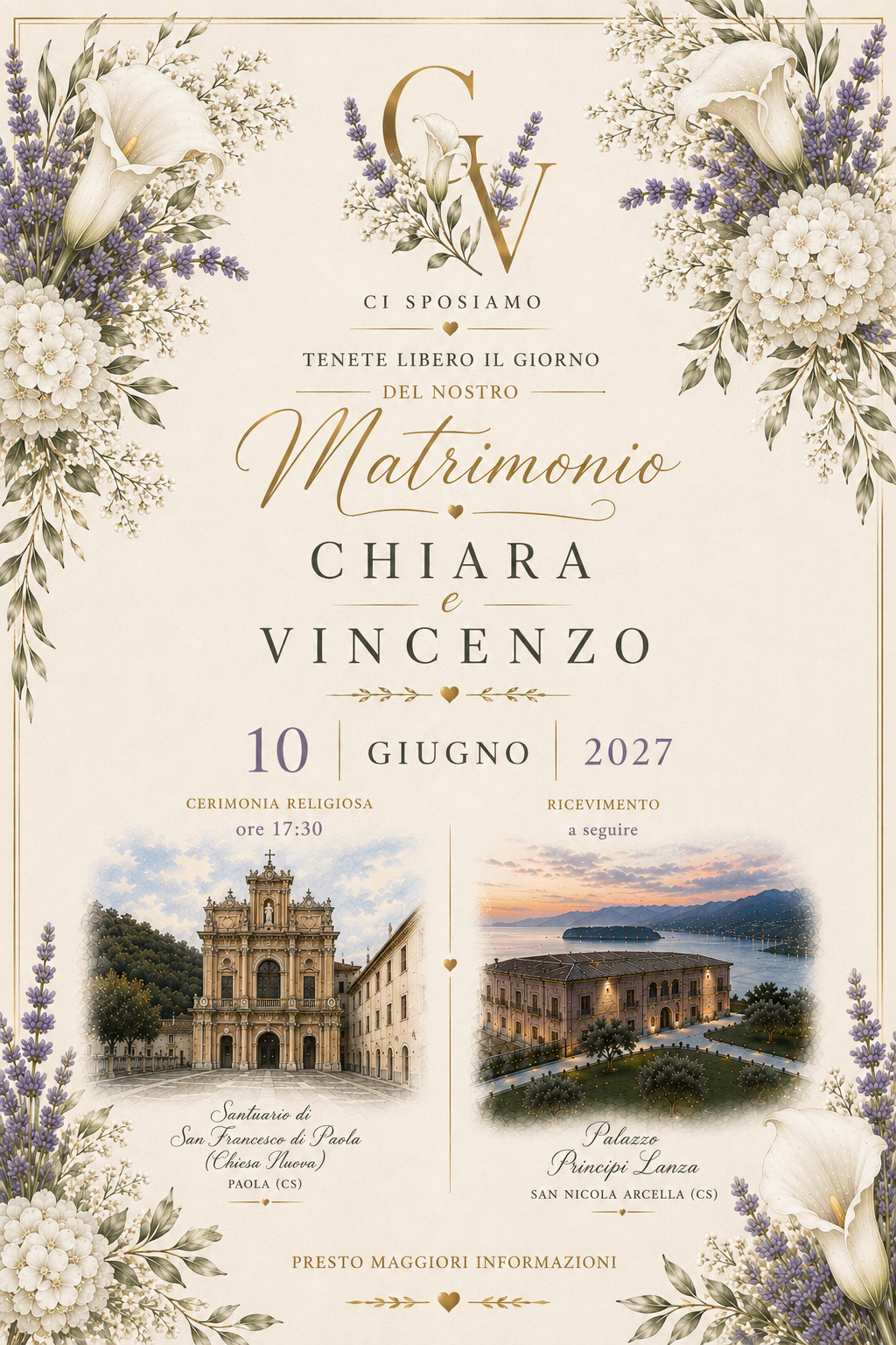 Save the Date di Chiara e Vincenzo: 10 giugno 2027